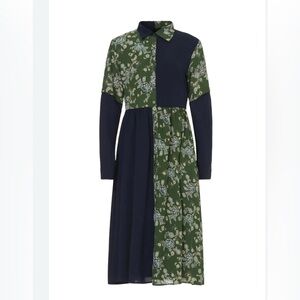 Paisley Patchwork Dress Midi/maxi Medium Pamela Love Navy Green Long Modest Fall